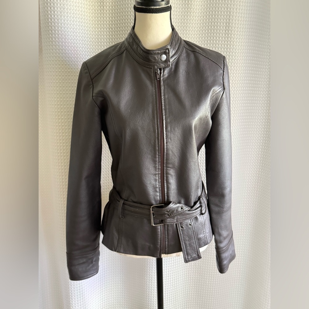 OSCAR LEOPOLD chocolate brown leather jacket size medium‎